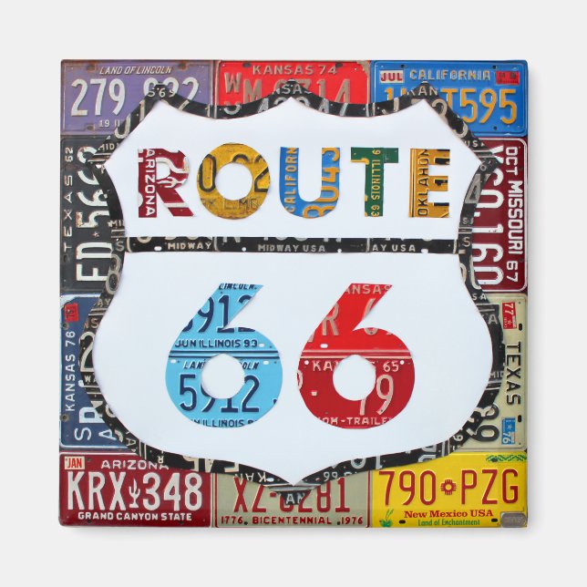Route 66 License Plate Art by Design Turnpike Magnet (Front)