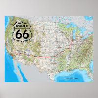 Route 66 Map Poster | Zazzle