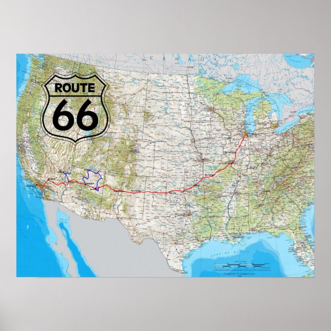 Route 66 Map Poster (Front)