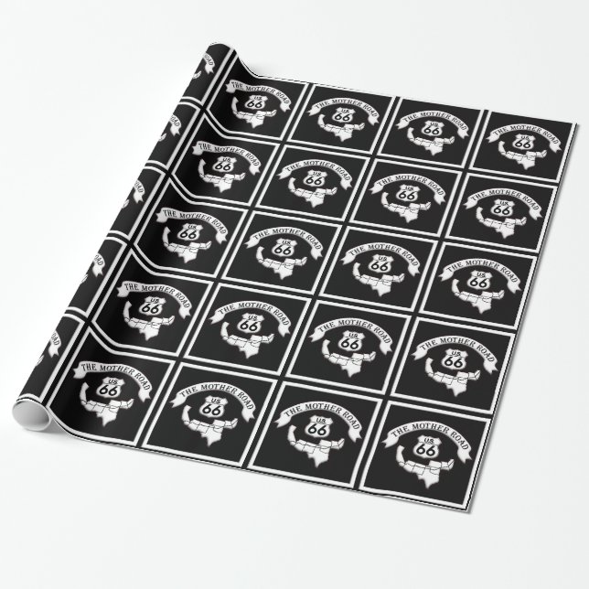 Route 66 Mother Road Sign Gift Wrap (Unrolled)