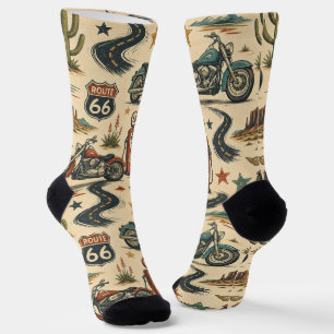 route 66 Motorcycle Desert Road Trip Style Socks