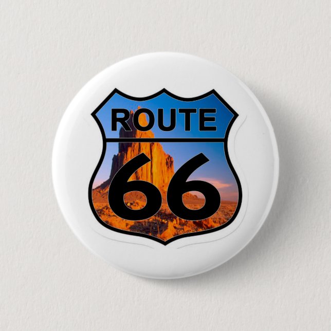 route 66 mountain 2 inch round button (Front)