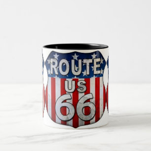 ***ROUTE 66 MUG*** LEGENDARY HIGHWAY Two-Tone COFFEE MUG