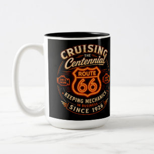 Route 66 Neon Mechanic Coffee Americana Two-Tone Coffee Mug