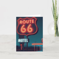 Route 66 Neon Motel Night Travel Art