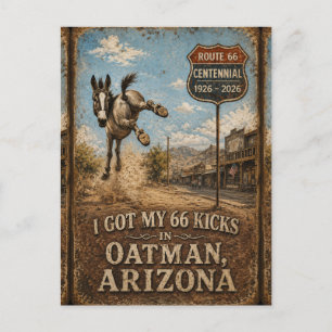 Route 66 Oatman Burro Roadside Laughs Postcard
