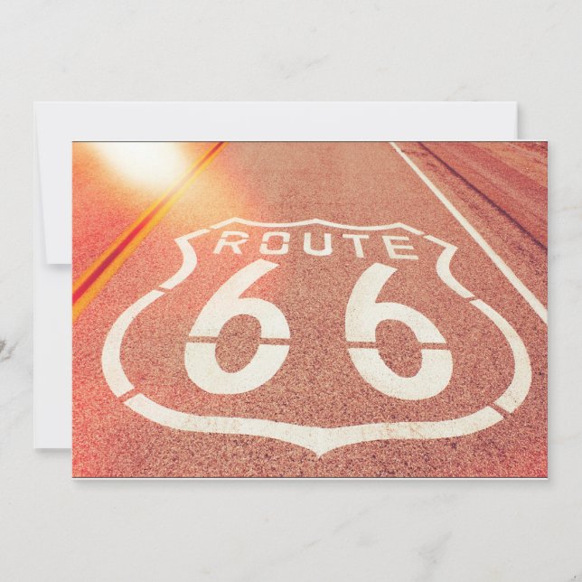 Route 66 Photo Edit - Orange Glow Invitation (Front)