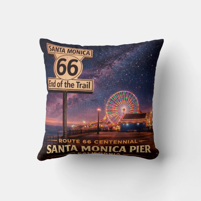 Route 66 Pier Lights Sofa Accent Throw Pillow (Back)