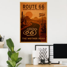 Route 66 Poster – Retro Scenic Drive Art