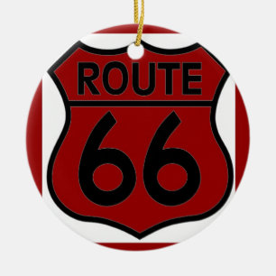 route 66 red CUSTOMIZE IT! Ceramic Ornament