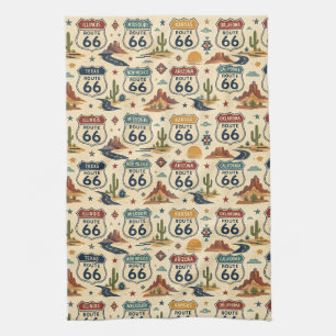 route 66 Retro Kitchen Roadside Decor Towel