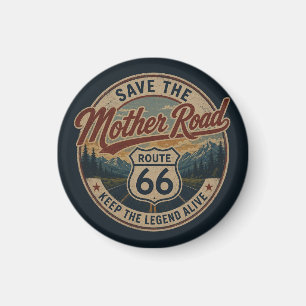 Route 66 Retro Mountain Badge National Park Style Magnet