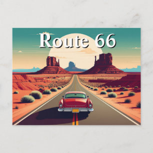 Route 66 Retro Vintage Car Desert Travel  Postcard