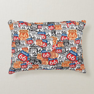 Route 66 Road Sign Accent Pillow