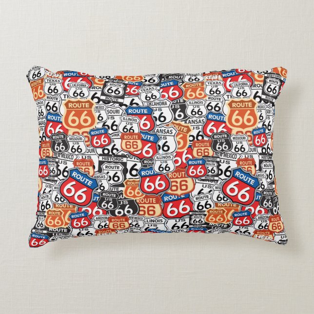 Route 66 Road Sign Accent Pillow (Front)