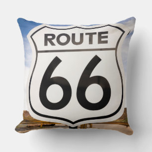 Route 66 road sign, Arizona Throw Pillow