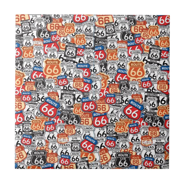 Route 66 Road Sign Tile (Front)