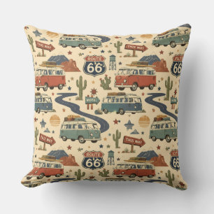 Route 66 Roadside Americana Southwest Journey Throw Pillow