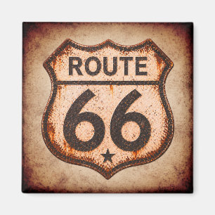 Route 66 Rusted Shield Garage Americana Decor Magnet