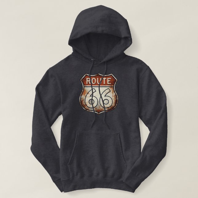 Route 66 Rusty Road Sign Hoodie (Design Front)