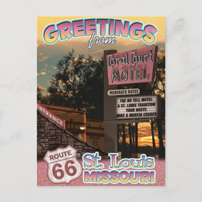 Route 66 Salutations St Louis Missouri Carte posta (Devant)