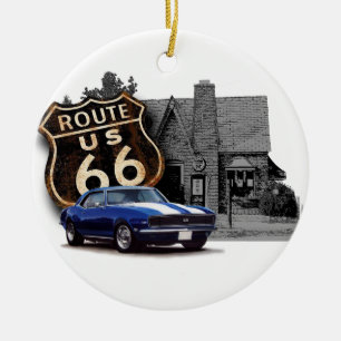Route 66 Service Scene Ceramic Ornament