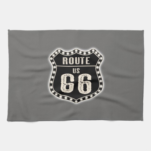 Route 66 Sign Americana Kitchen Towel (Horizontal)