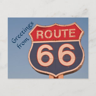 Route 66 Sign at Sunset Postcard