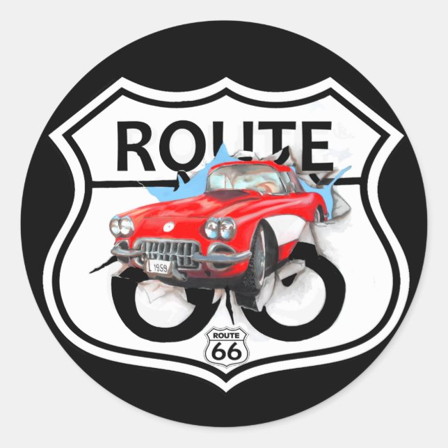 Route 66 sign gifts classic round sticker (Front)