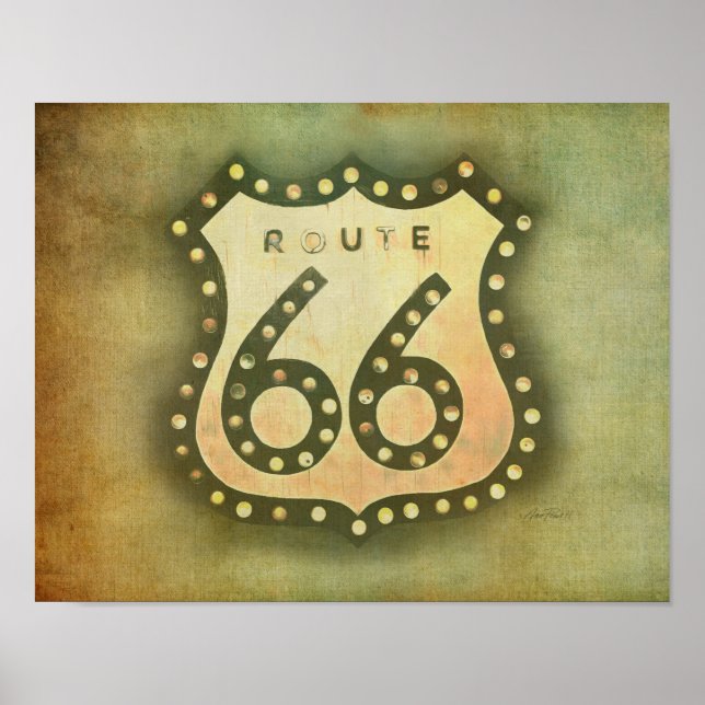 route 66 sign poster vintage style distressed (Front)