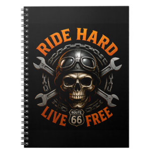 ☠️ Route 66 Skull Graphic For Hardcore Bikers 🛣️ Notebook