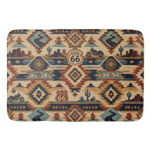 route 66 Southwest Biker Bathroom Decor Bath Mat