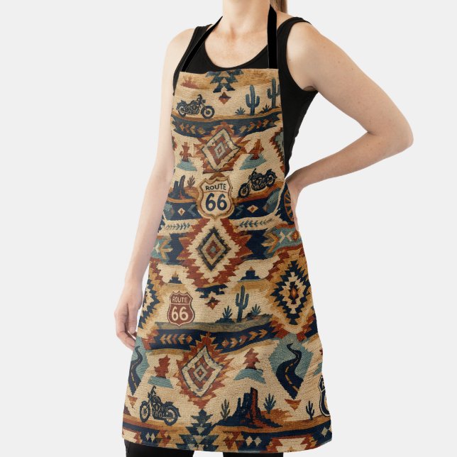 route 66 Southwest Motorcycle Kitchen Style Apron (Insitu)