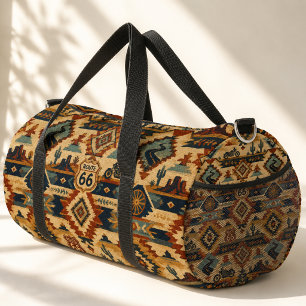 route 66 Southwest Motorcycle Travel Pattern Duffle Bag