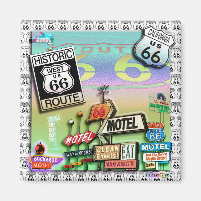 ROUTE 66 SQUARE MAGNET (Front)