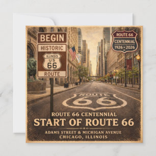 Route 66 Start Line Chicago Greeting Card