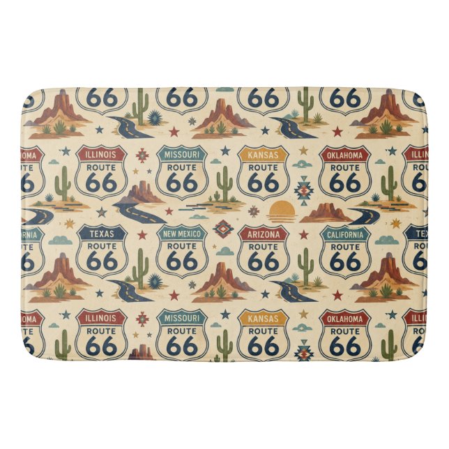 route 66 State Shield Bathroom Decor Bath Mat (Front)