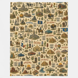 Route 66 States Cozy Tour Fleece Blanket