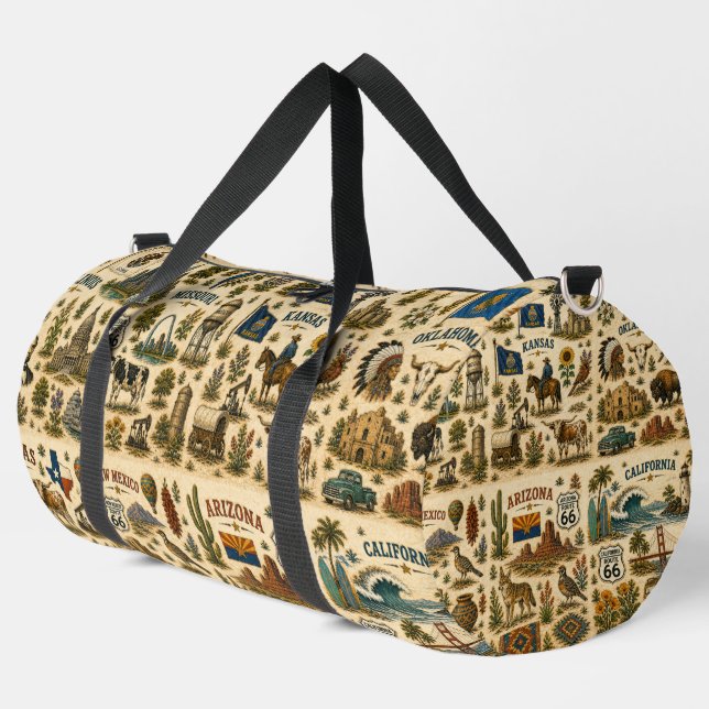 Route 66 States Weekend Tour Duffle Bag (Left Corner)