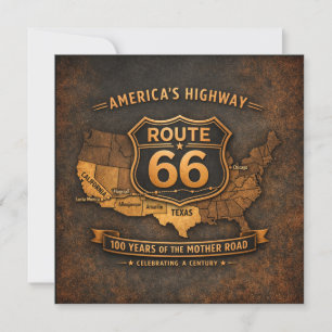 route 66 Stationery Vintage Map Road Trip Notes Invitation