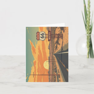 Route 66 Sunset Vintage Road Travel Art Holiday Card
