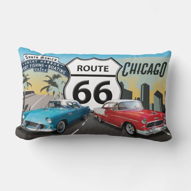 Route 66, The Mother Road Lumbar Pillow (Front)