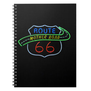 Route 66, The Mother Road, Neon Sign Notebook