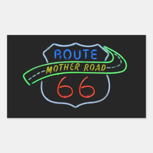Route 66, The Mother Road, Neon Sign Sticker