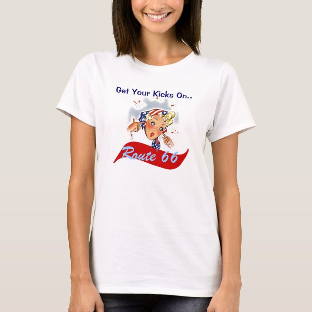 Route 66 Travel Fun Retro Shirt Get Your Kicks on (Front)