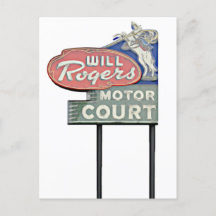 Route 66 Tulsa Will Rogers Motor Court Artwork Postcard