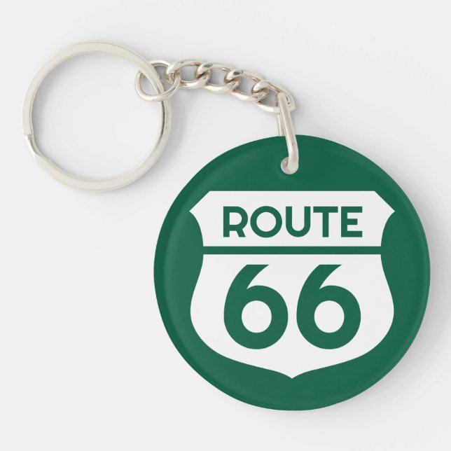 Route 66 US state highway sign custom logo round Keychain (Front)