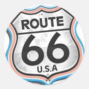 Route 66 USA Classic Round Sticker