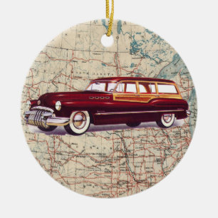 Route 66 Vintage Auto - SRF Ceramic Ornament