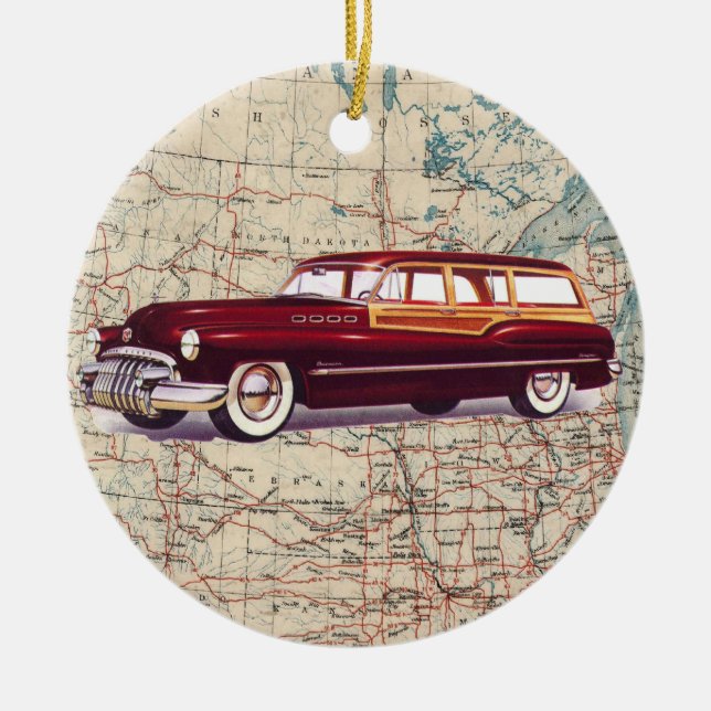 Route 66 Vintage Auto - SRF Ceramic Ornament (Front)